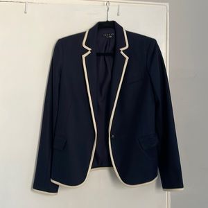 Theory Elisity navy blue women’s blazer with cream trim size 4